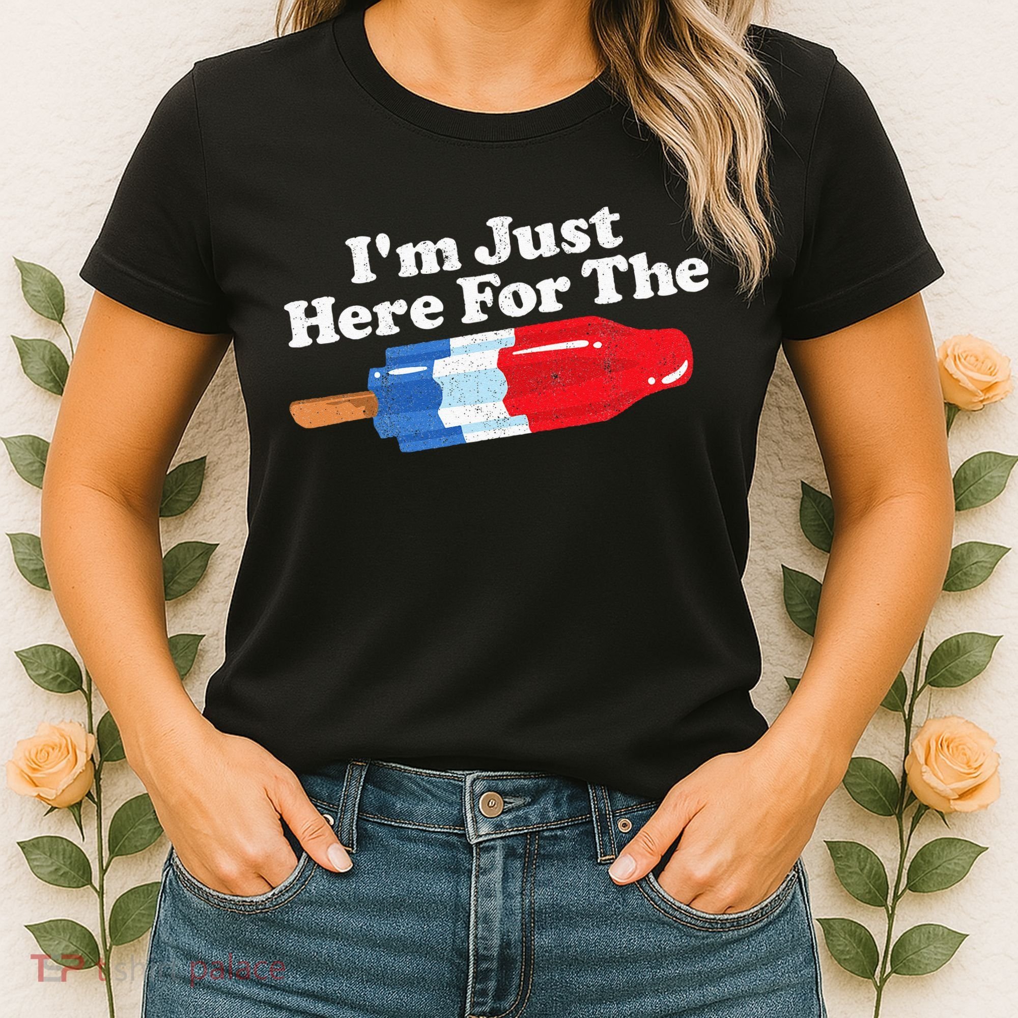 Im Just Here For The Popsicle Funny Bomb Retro 80s Pop Gift Women's T-Shirt