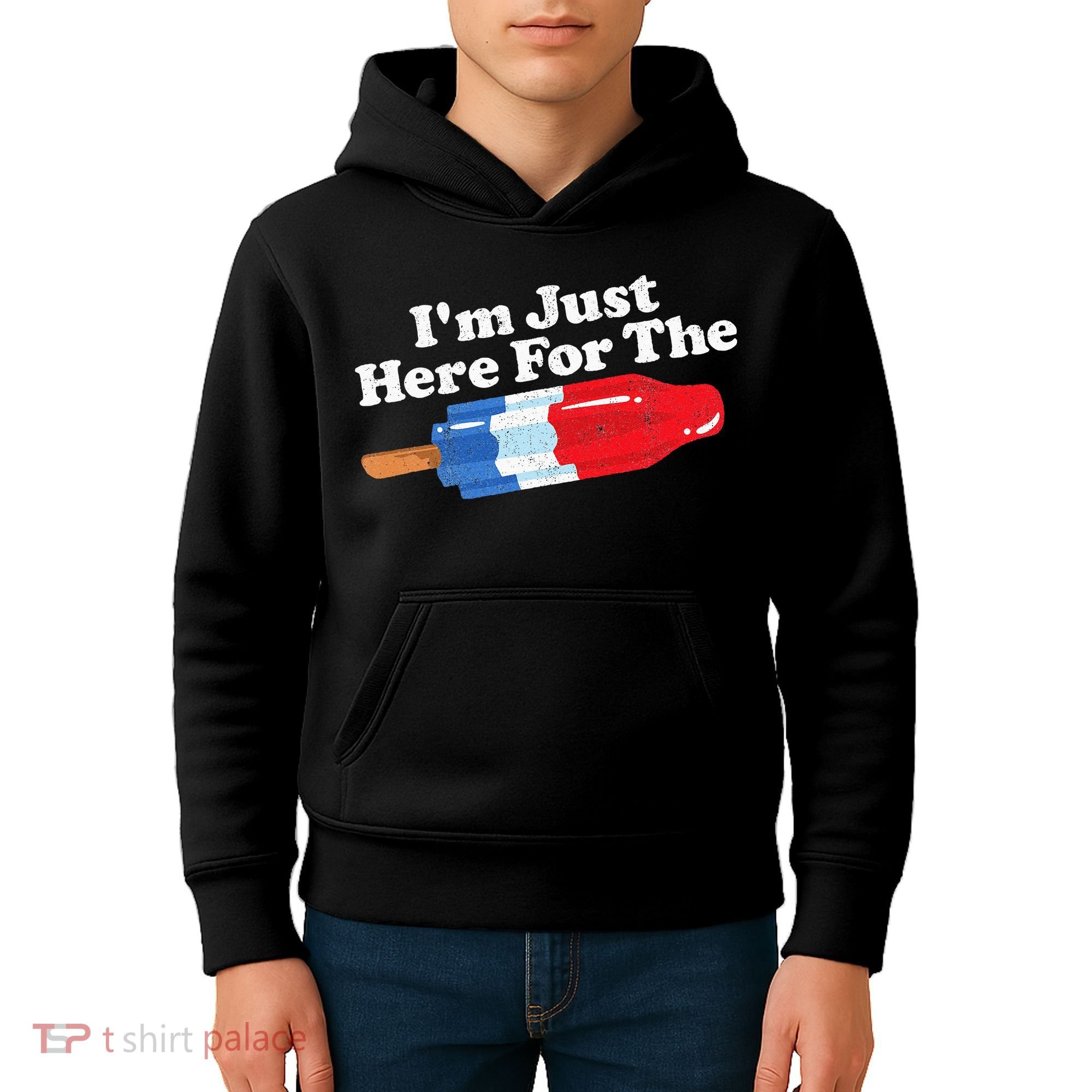 Im Just Here For The Popsicle Funny Bomb Retro 80s Pop Gift Kids Hoodie