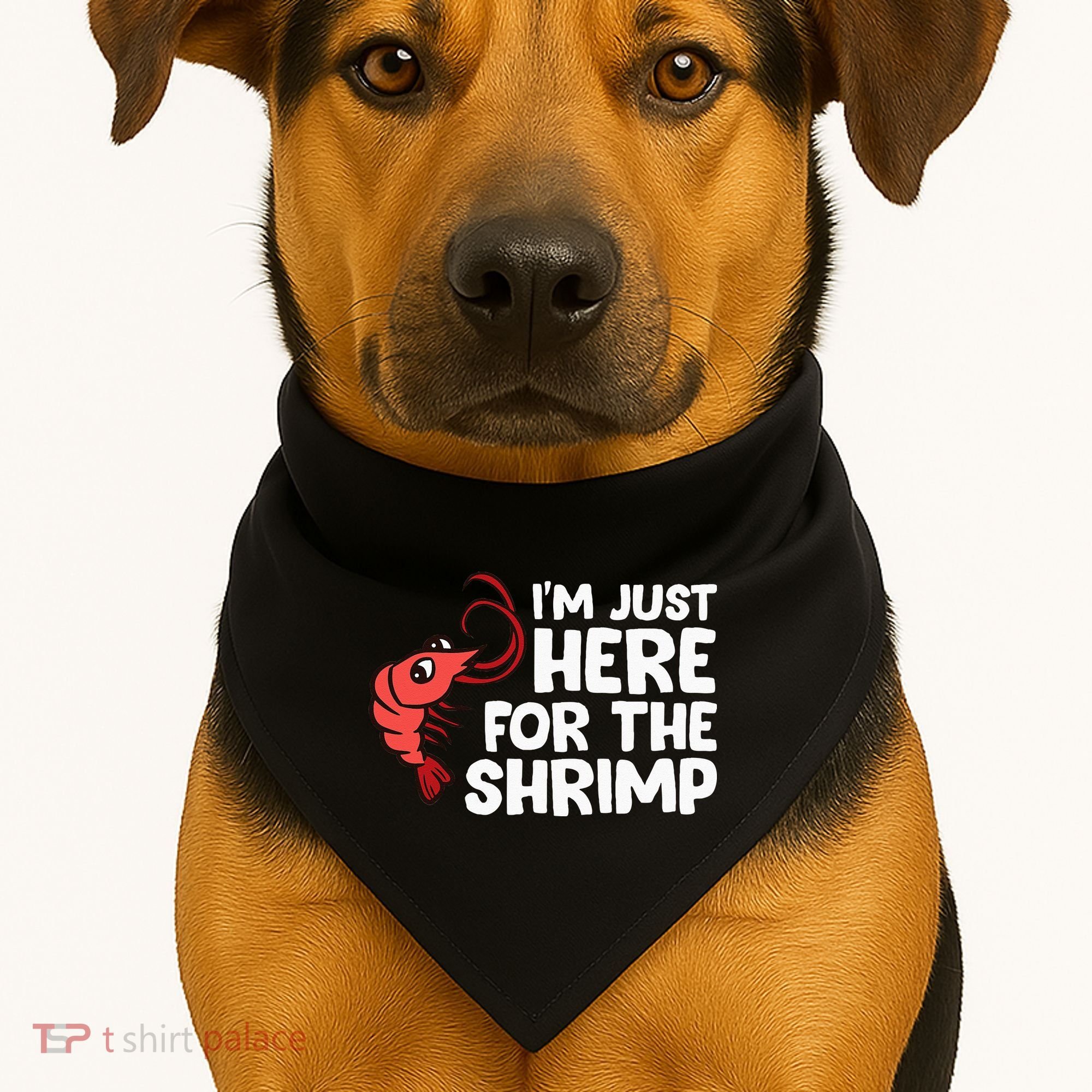 Im Just Here For The Shrimp Seafood Shrimp USA-Made Doggie Bandana