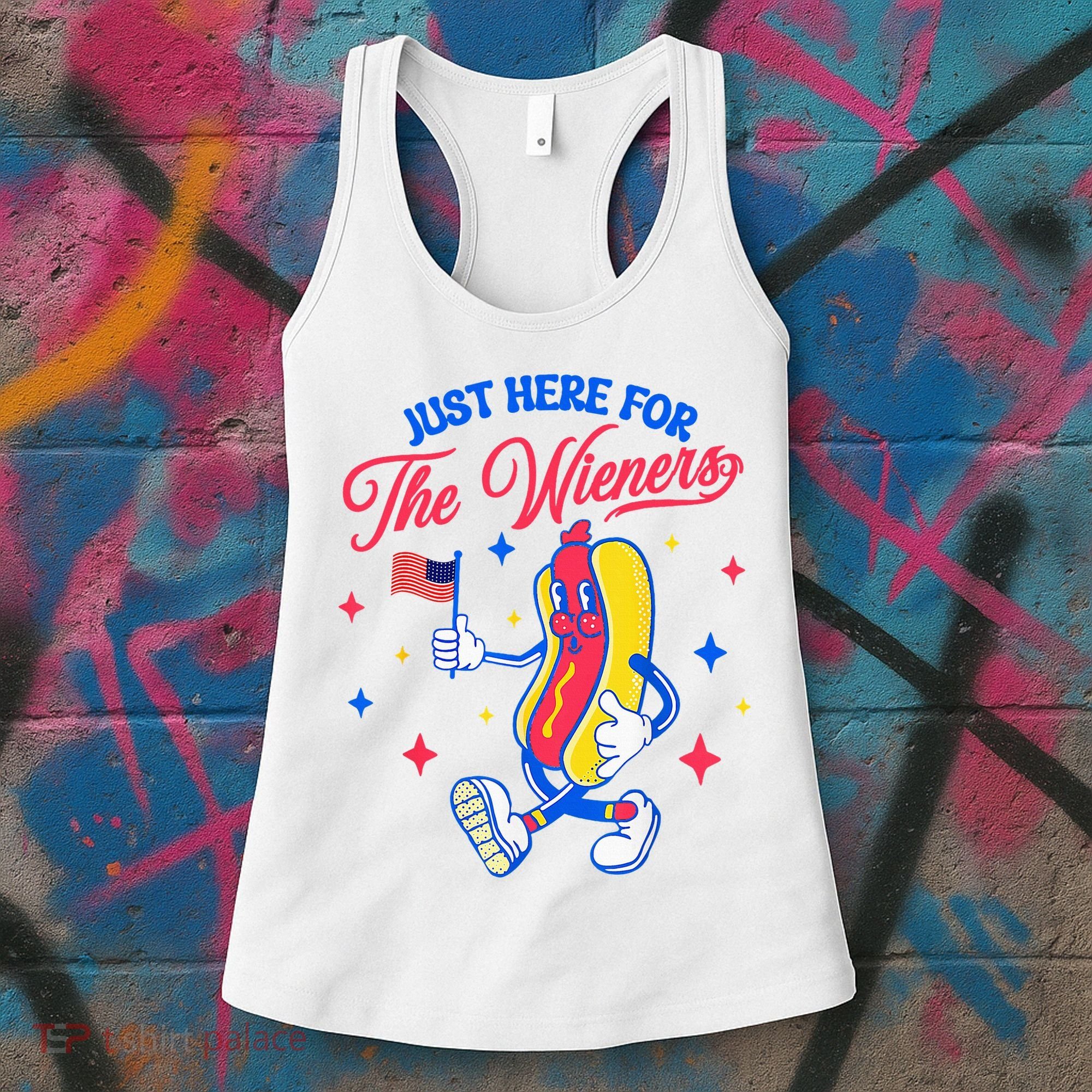IM Just Here For The Wieners 4th Of July Hot Dog Women's Tank Top