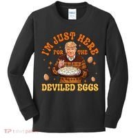 IM Just Here For The Deviled Eggs Fun Trump 47th President Kids Long Sleeve Shirt thumb 0