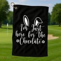 I'm Just Here For Chocolate Easter Bunny Golf Towel thumb 1