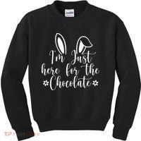 I'm Just Here For Chocolate Easter Bunny Kids Sweatshirt thumb 0