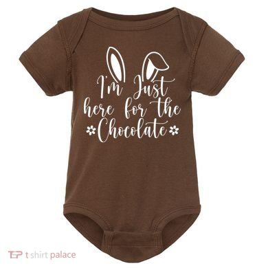 I'm Just Here For Chocolate Easter Bunny Baby Bodysuit
