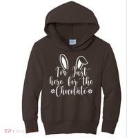 I'm Just Here For Chocolate Easter Bunny Kids Hoodie thumb 0