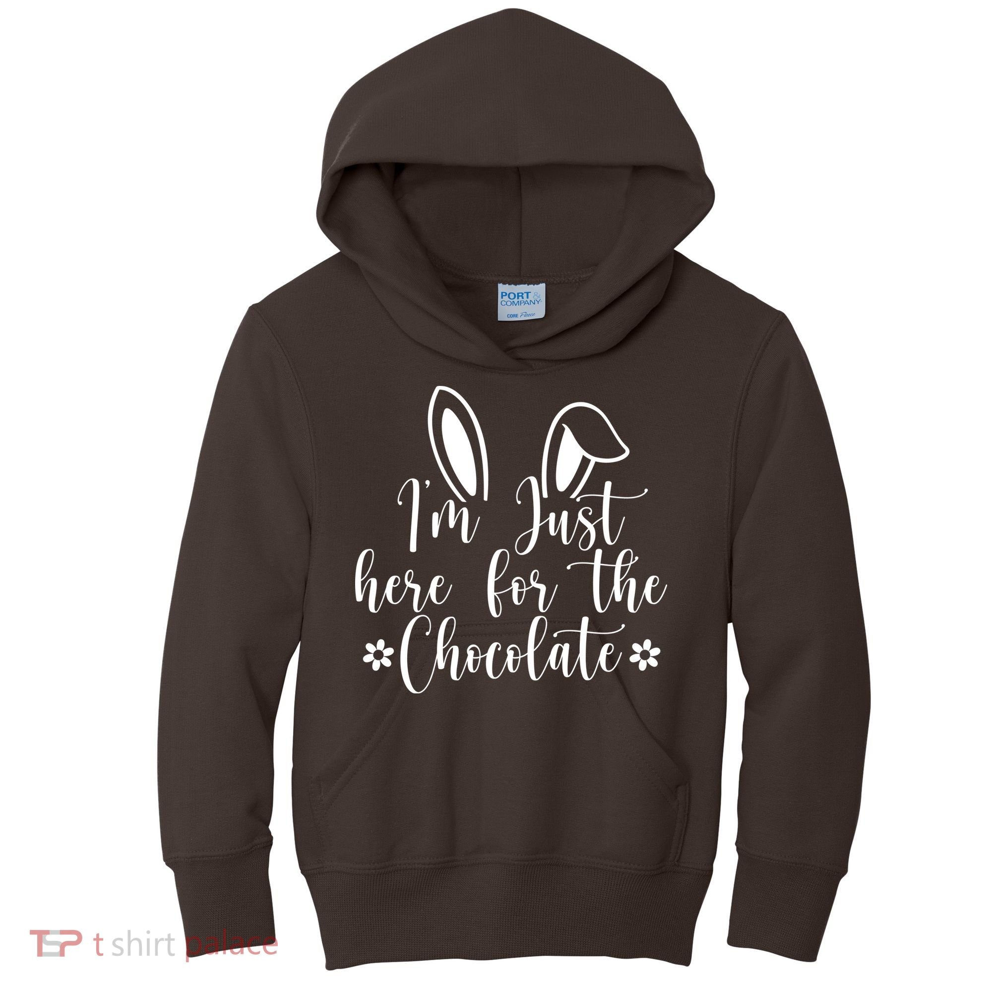 I'm Just Here For Chocolate Easter Bunny Kids Hoodie