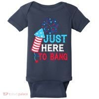 I'm Just Here To Bang Funny 4th July American Flag Baby Bodysuit thumb 0
