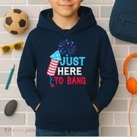 I'm Just Here To Bang Funny 4th July American Flag Kids Hoodie thumb 2