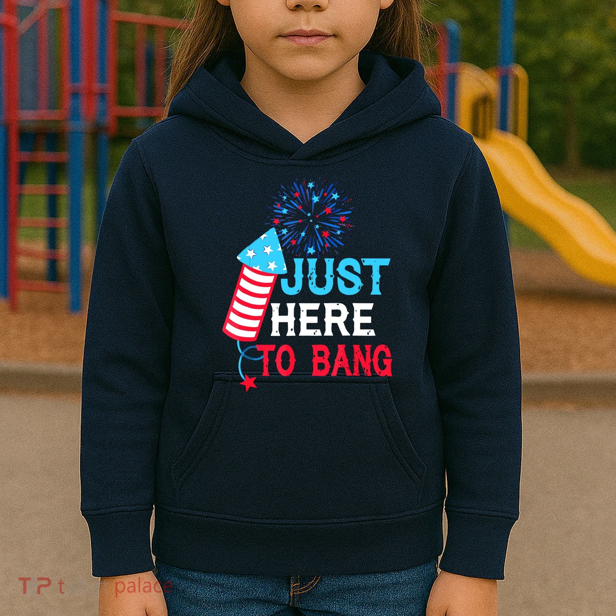 I'm Just Here To Bang Funny 4th July American Flag Kids Hoodie
