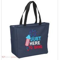I'm Just Here To Bang Funny 4th July American Flag Tote Bag thumb 2