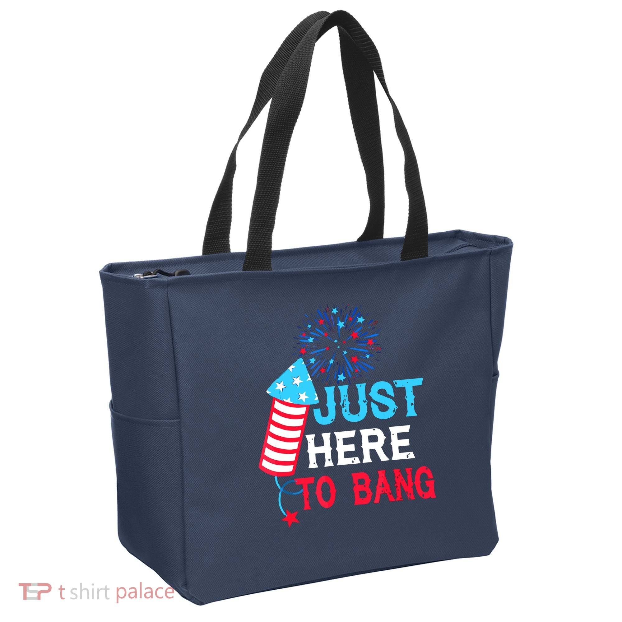 I'm Just Here To Bang Funny 4th July American Flag Tote Bag