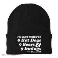 I'm Just Here For 9 Hot Dogs 9 Beers And 9 Inning #999 Challenge Baseball Fan Beanie thumb 0