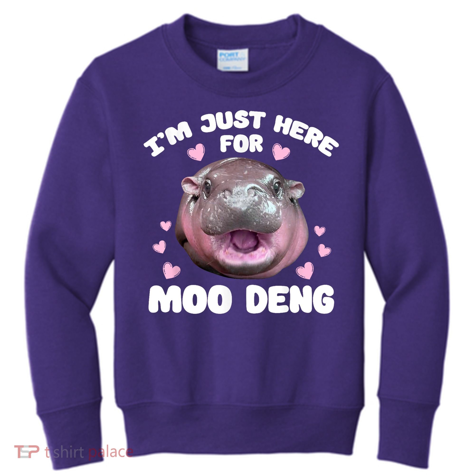 IM Just Here For The Moo Deng Kids Sweatshirt