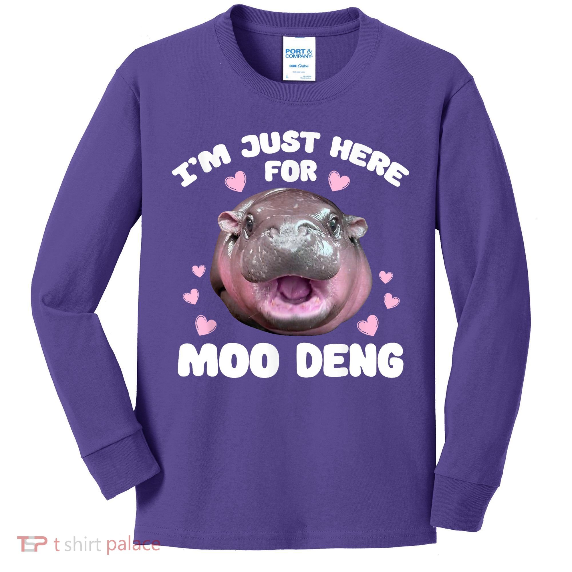 IM Just Here For The Moo Deng Kids Long Sleeve Shirt