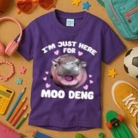 IM Just Here For The Moo Deng Kids T-Shirt thumb 3