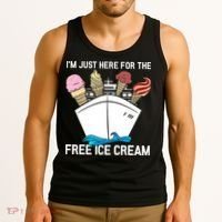 I'm Just Here For The Free Ice Cream Funny Cruise Tank Top thumb 3