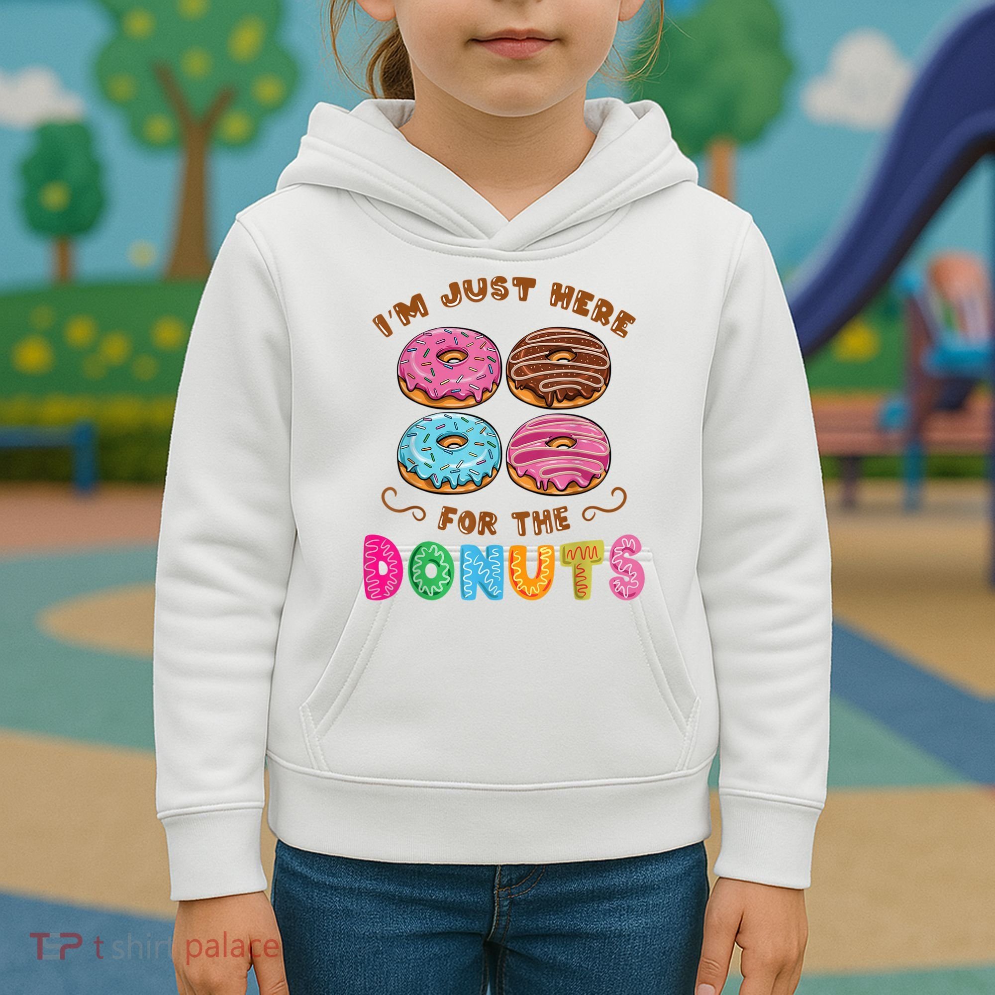 Im Just Here For The Donuts Candy Lover Kids Hoodie