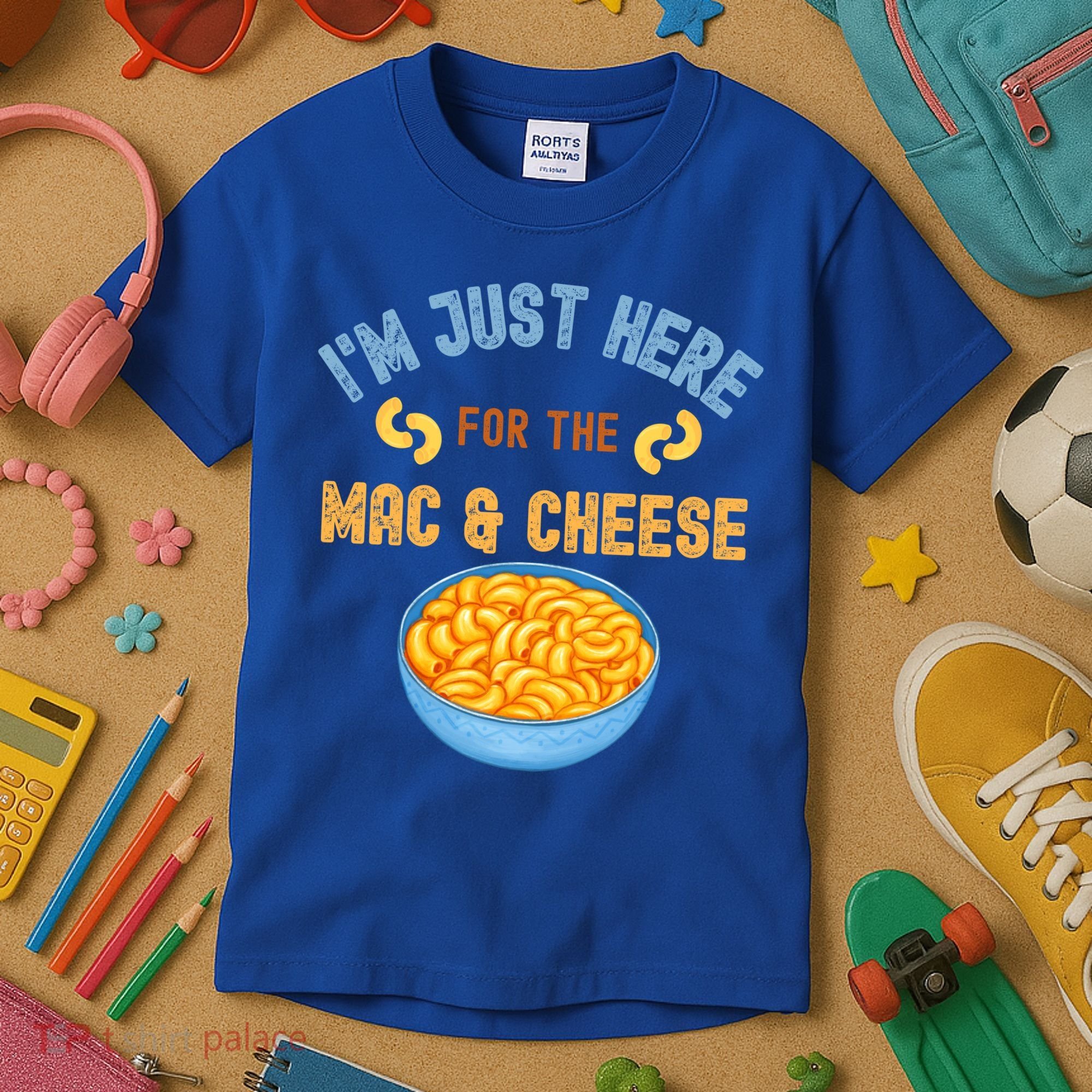 I'm Just Here For The Mac And Cheese Funny Food Humor Kids T-Shirt