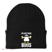 IM Just Here For The Boos Beer Funny Halloween Beanie thumb 0