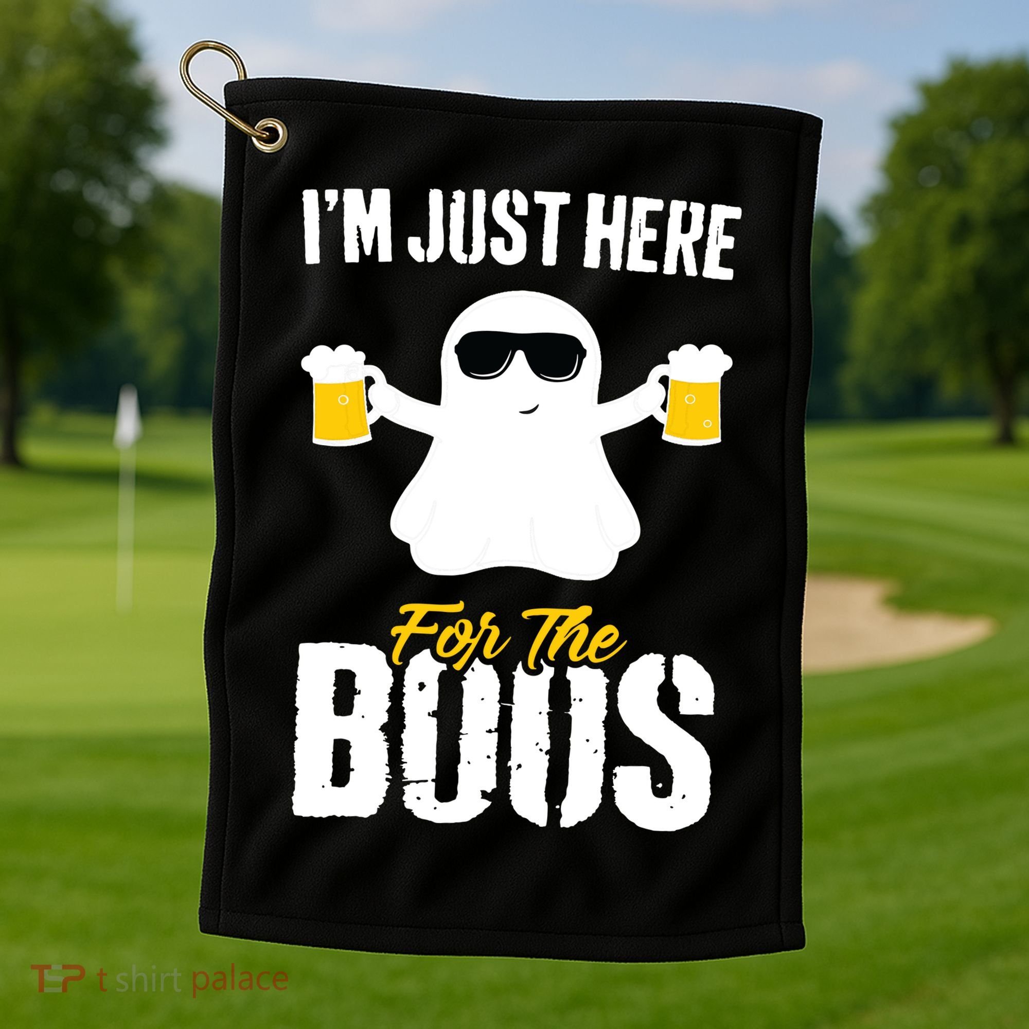 IM Just Here For The Boos Beer Funny Halloween Golf Towel