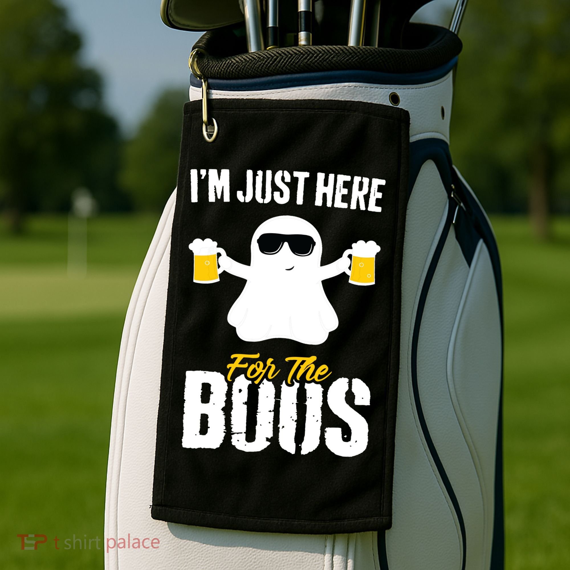 IM Just Here For The Boos Beer Funny Halloween Golf Towel