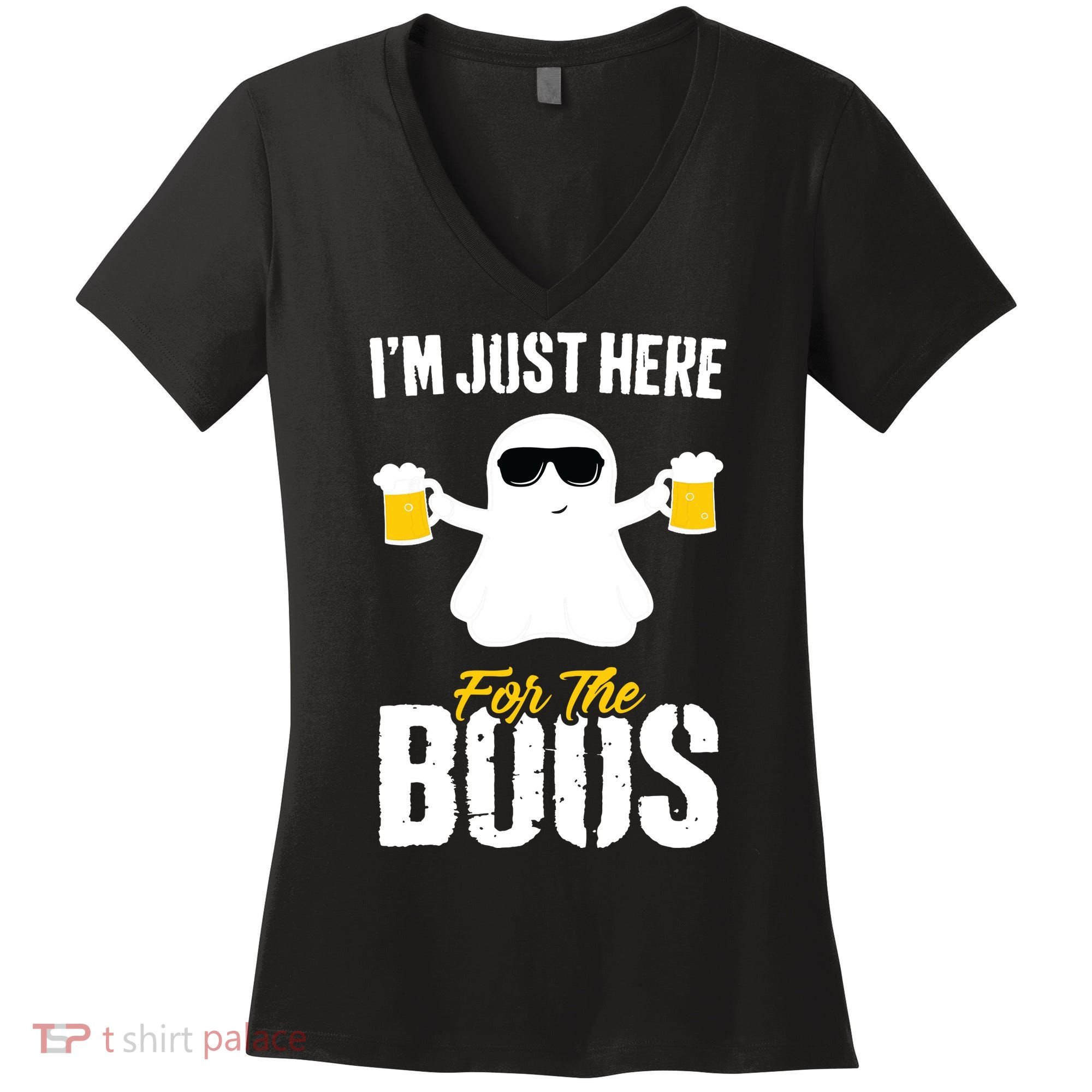 IM Just Here For The Boos Beer Funny Halloween Women's V-Neck T-Shirt