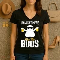 IM Just Here For The Boos Beer Funny Halloween Women's V-Neck T-Shirt thumb 3