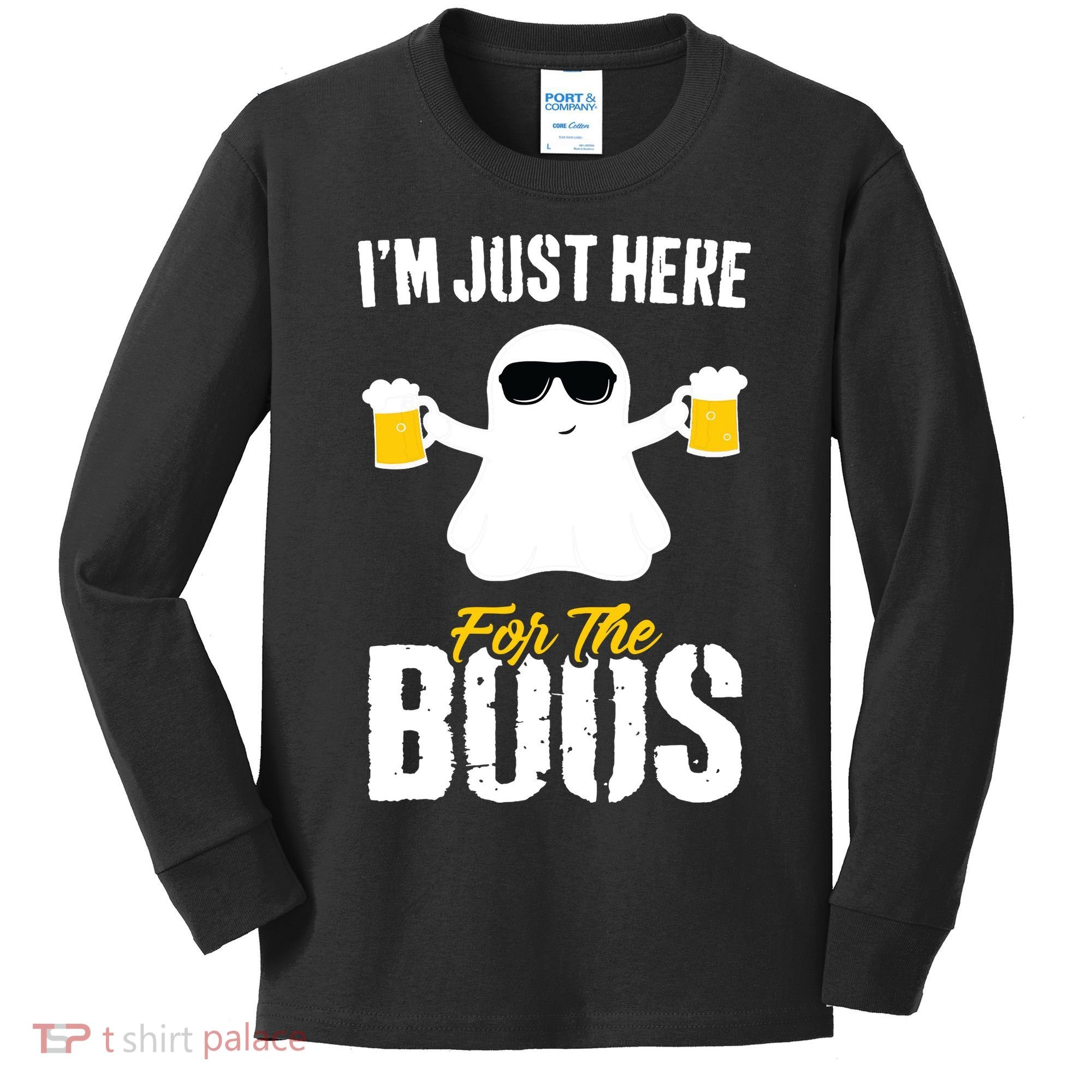 IM Just Here For The Boos Beer Funny Halloween Kids Long Sleeve Shirt