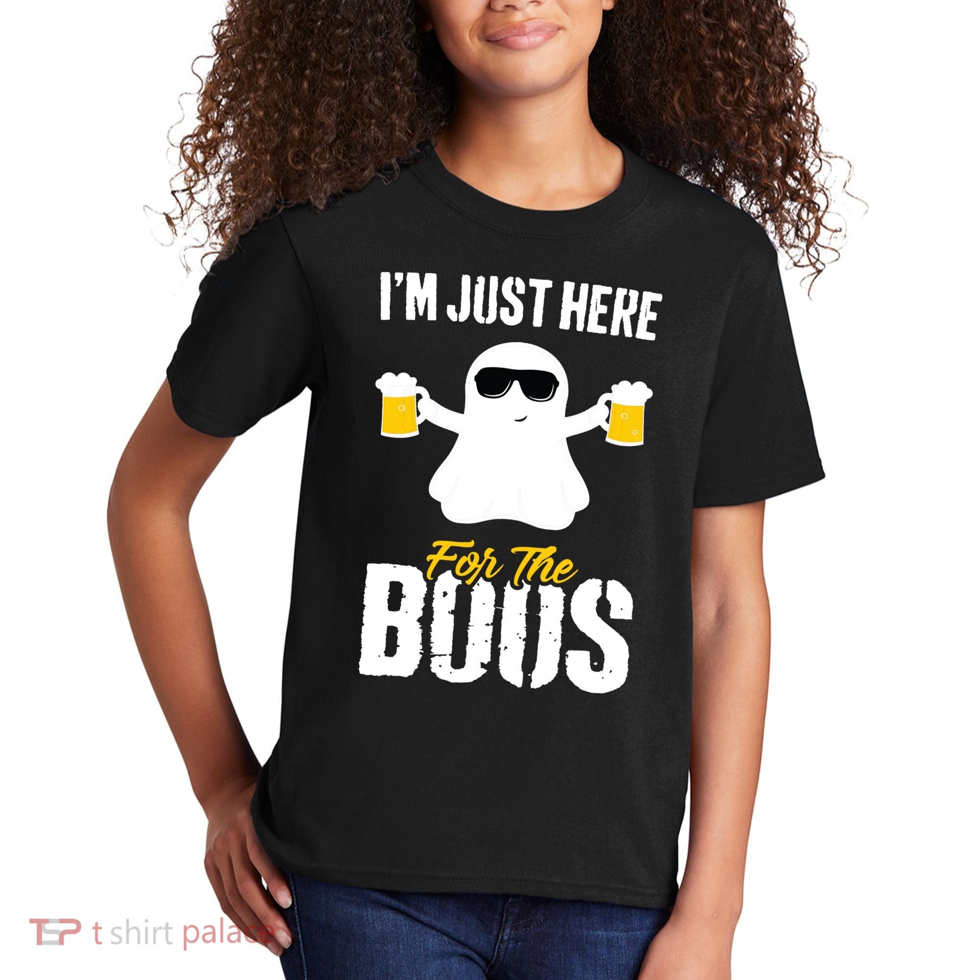 IM Just Here For The Boos Beer Funny Halloween Kids T-Shirt