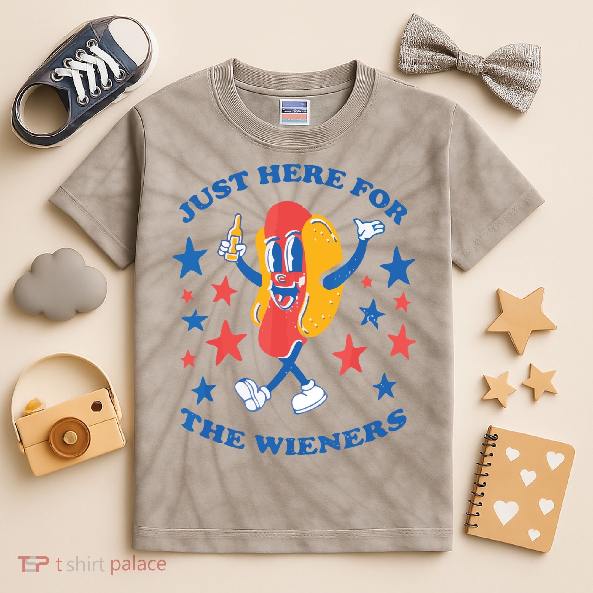 I'm Just Here For The Wieners 4th Of July Shirts Kids Tie-Dye T-Shirt