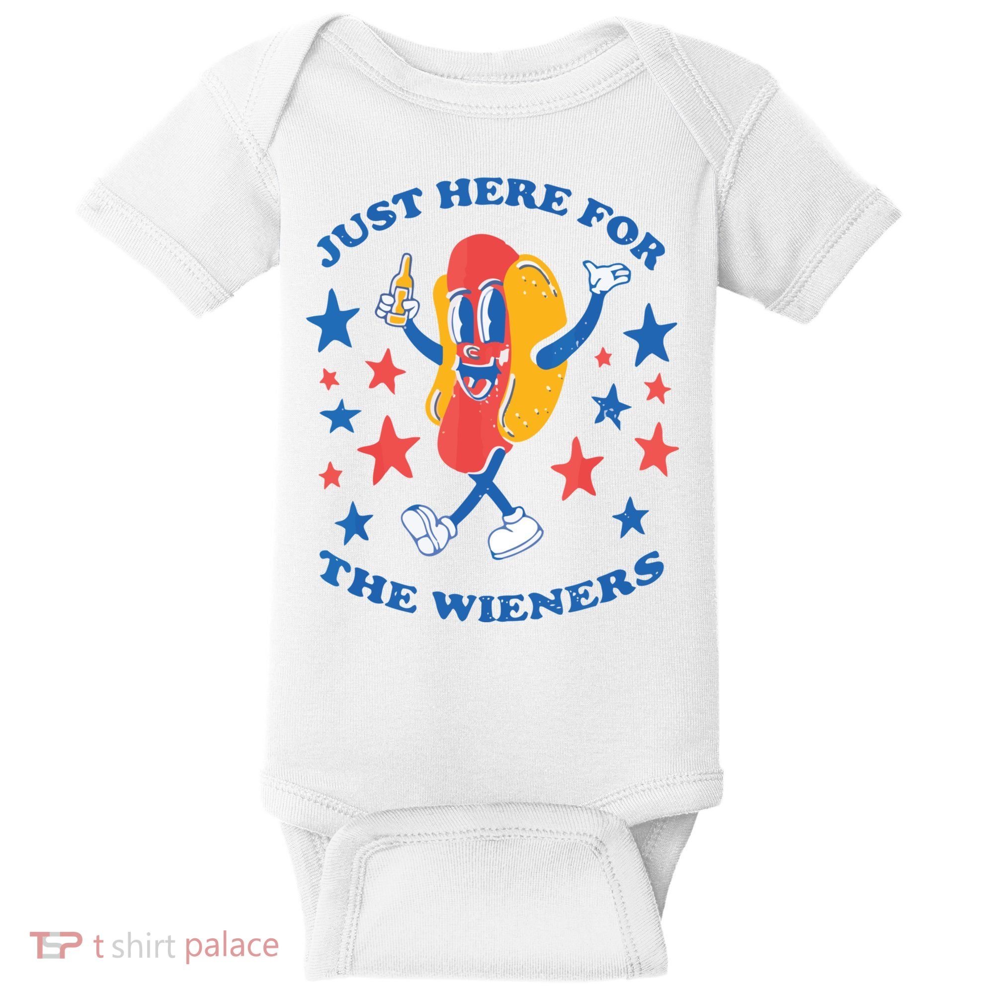 I'm Just Here For The Wieners 4th Of July Shirts Baby Bodysuit