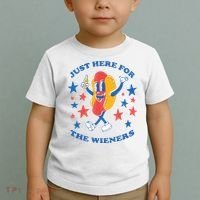 I'm Just Here For The Wieners 4th Of July Shirts Toddler T-Shirt thumb 2