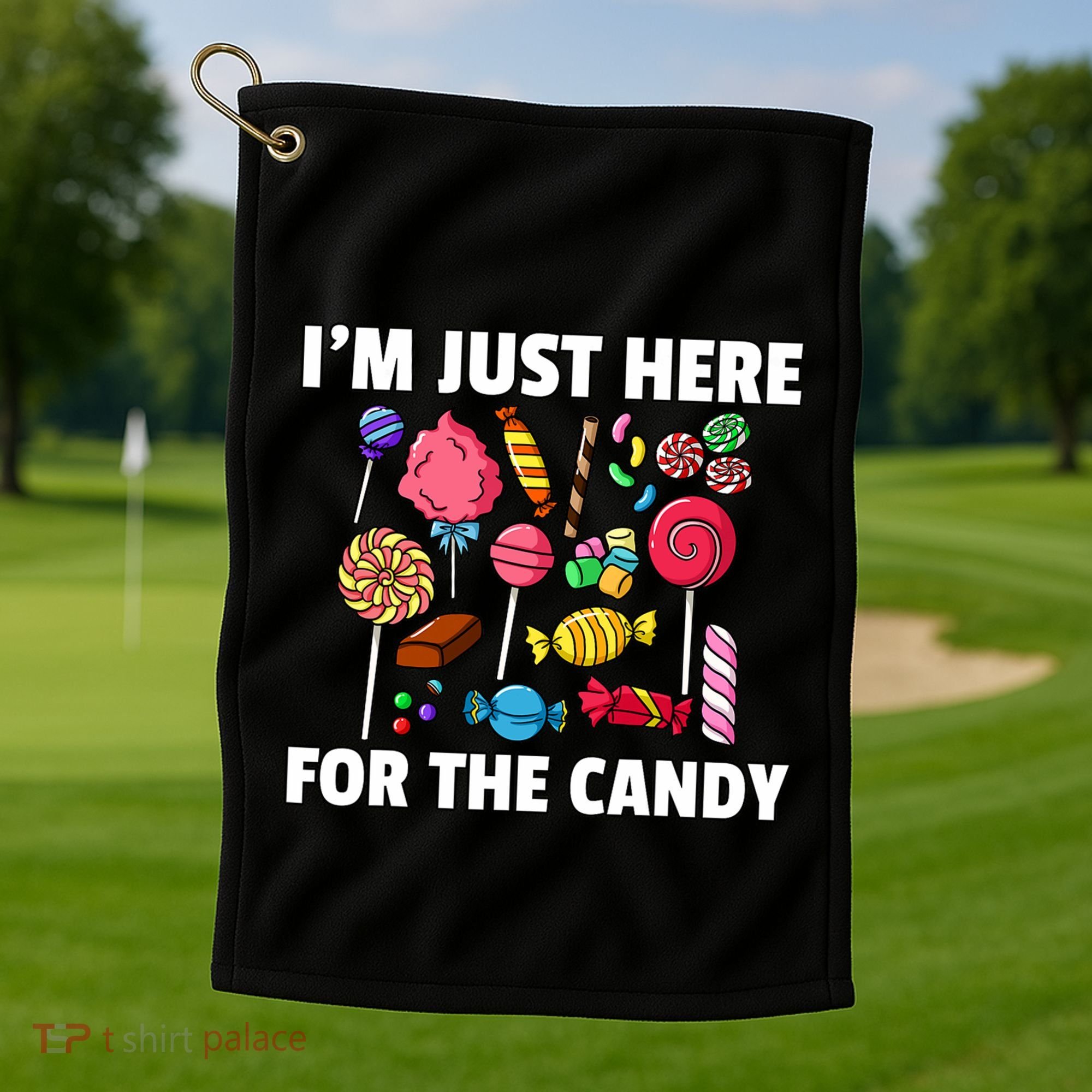 IM Just Here For The Candy Lollipop Sweets Gift Halloween Golf Towel