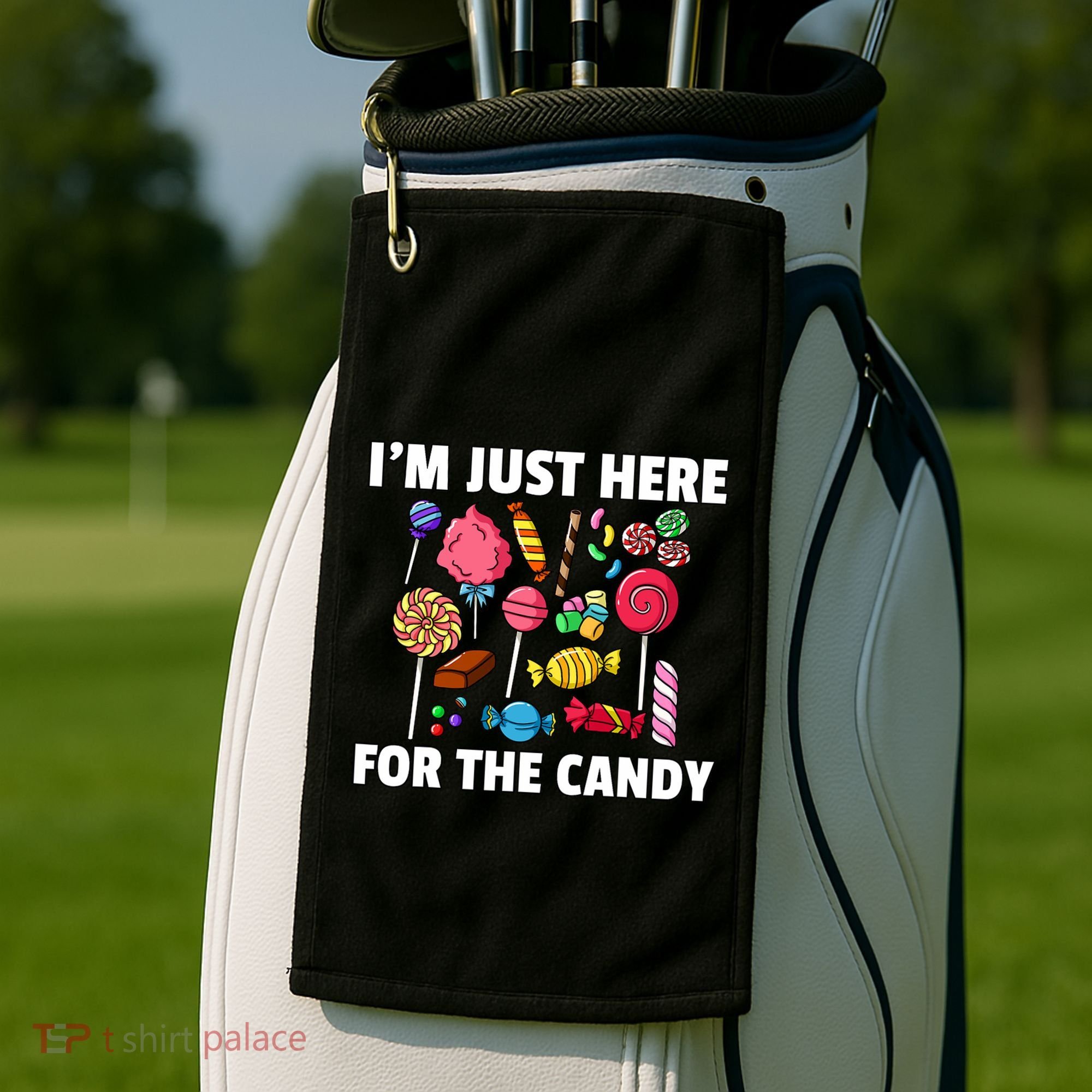 IM Just Here For The Candy Lollipop Sweets Gift Halloween Golf Towel