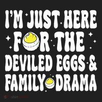 IM Just Here For The Deviled Eggs And Family Drama Funny Thanksgiving Beanie thumb 2