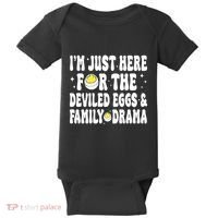 IM Just Here For The Deviled Eggs And Family Drama Funny Thanksgiving Baby Bodysuit thumb 0