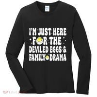 IM Just Here For The Deviled Eggs And Family Drama Funny Thanksgiving Women's Long Sleeve Shirt thumb 0