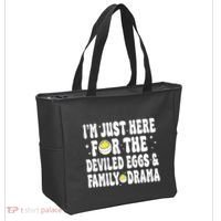 IM Just Here For The Deviled Eggs And Family Drama Funny Thanksgiving Tote Bag thumb 2