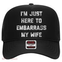 Im Just Here To Embarrass My Wife Funny Husband Dad Workout Hat thumb 0