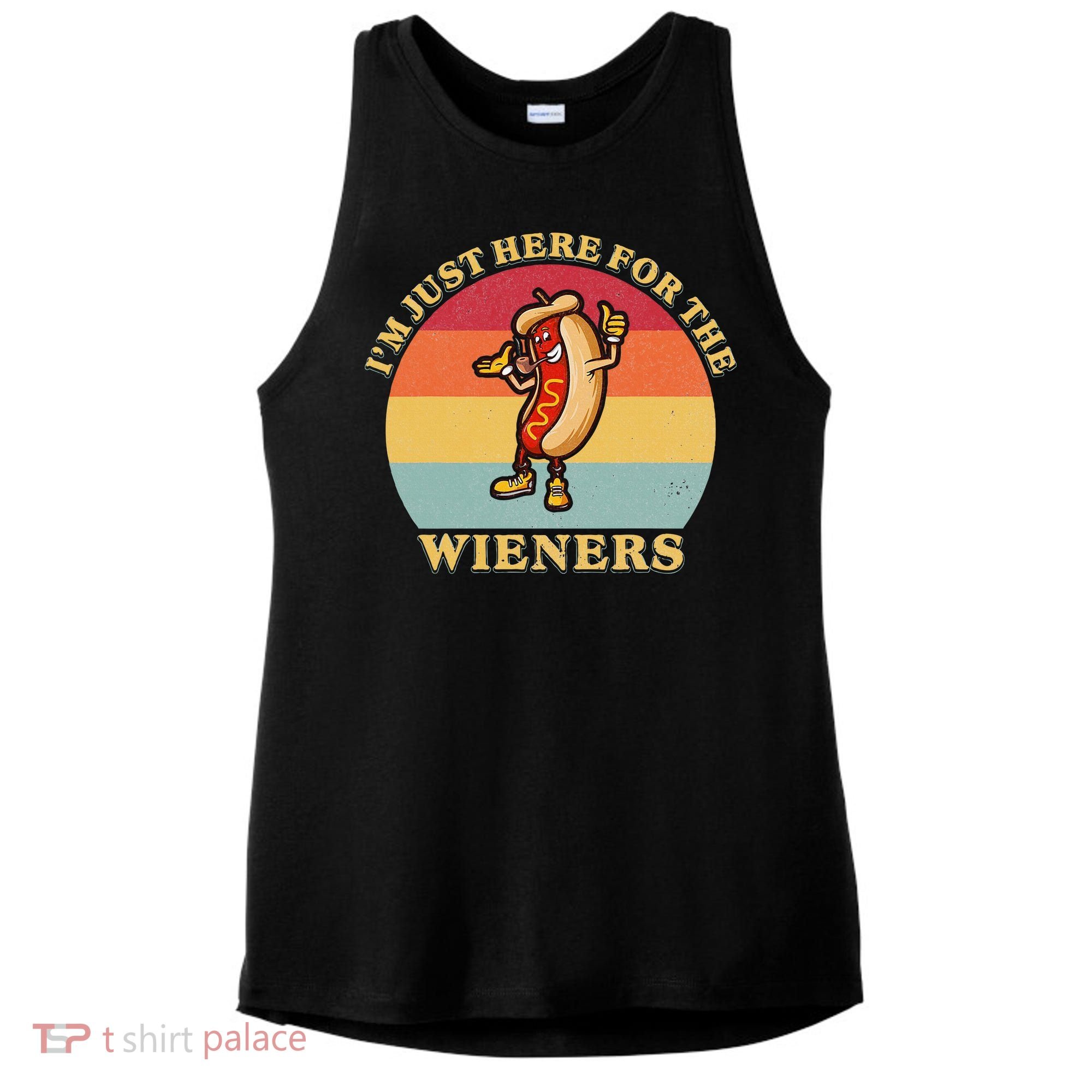 Im Just Here For The Weiners 4th Of July Ladies PosiCharge Tri-Blend Wicking Tank