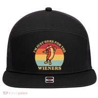 Im Just Here For The Weiners 4th Of July 7 Panel Mesh Trucker Snapback Hat thumb 0