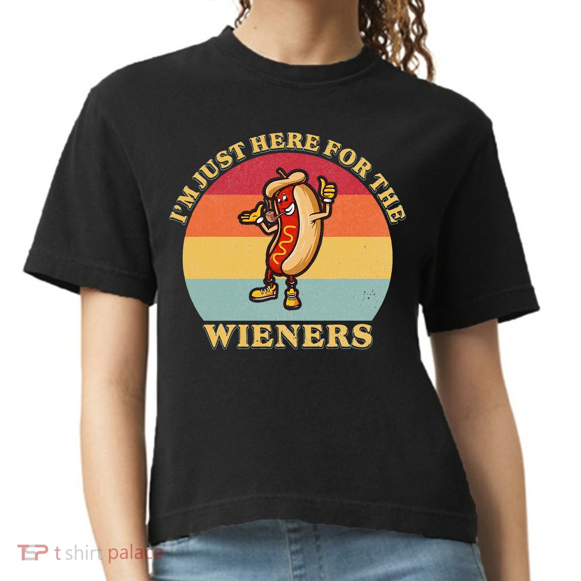Im Just Here For The Weiners 4th Of July Comfort Colors Boxy T-Shirt