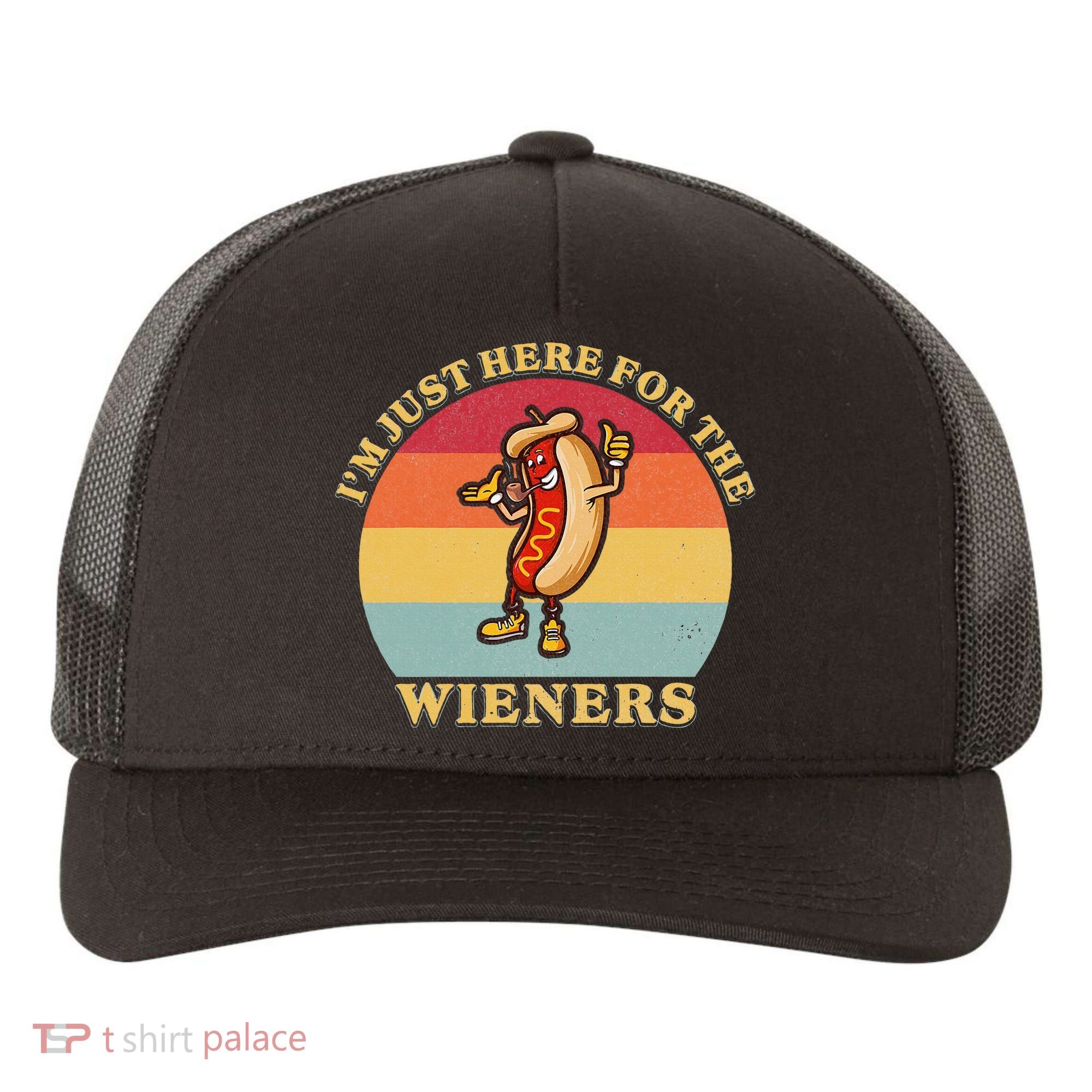 Im Just Here For The Weiners 4th Of July Yupoong Adult 5-Panel Trucker Hat