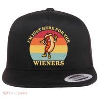 Im Just Here For The Weiners 4th Of July Flat Bill Trucker Hat thumb 0
