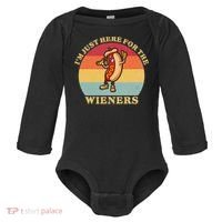 Im Just Here For The Weiners 4th Of July Baby Long Sleeve Bodysuit thumb 0