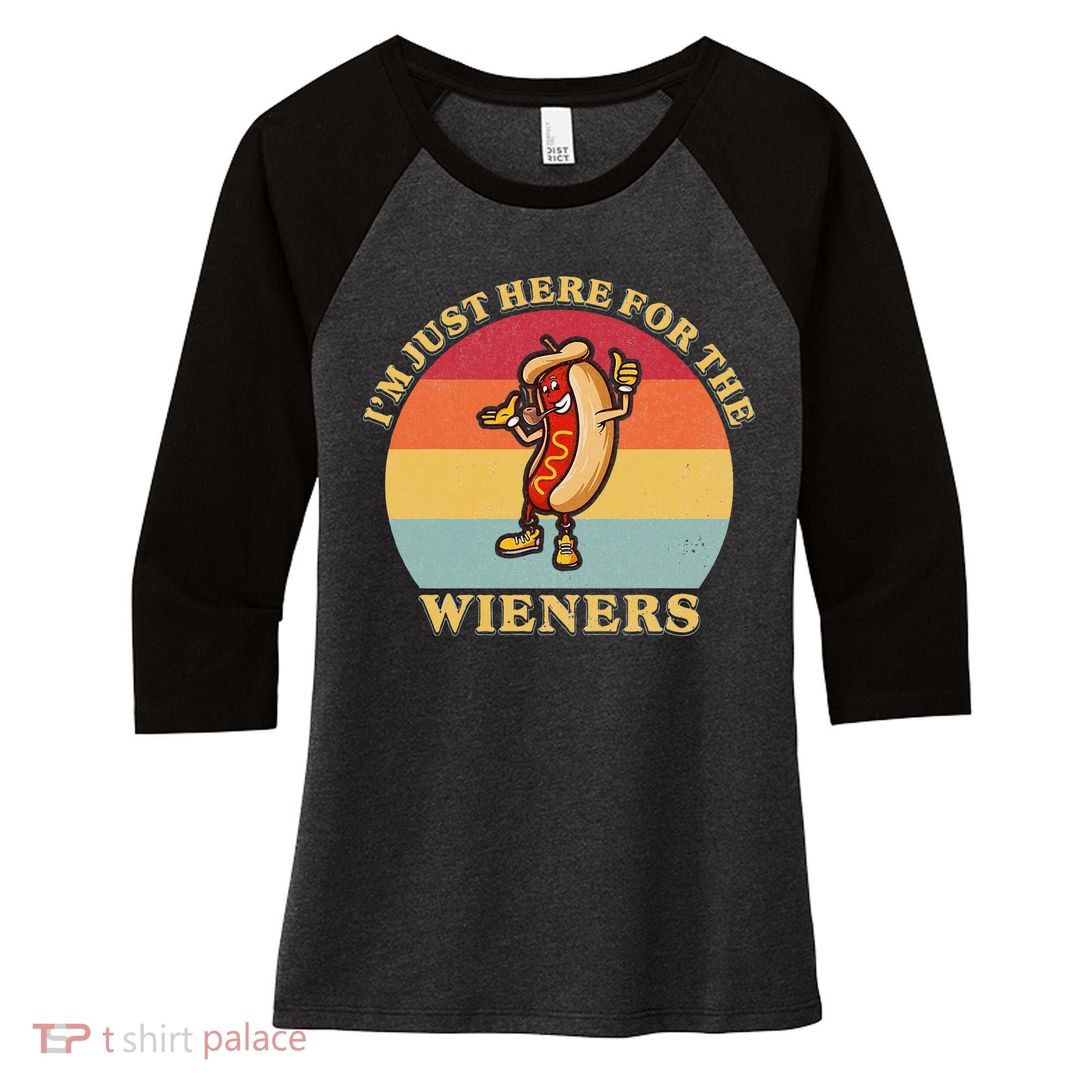 Im Just Here For The Weiners 4th Of July Women's Tri-Blend 3/4-Sleeve Raglan Shirt