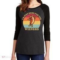Im Just Here For The Weiners 4th Of July Women's Tri-Blend 3/4-Sleeve Raglan Shirt thumb 2