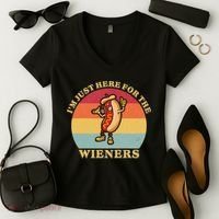 Im Just Here For The Weiners 4th Of July Women's V-Neck T-Shirt thumb 2