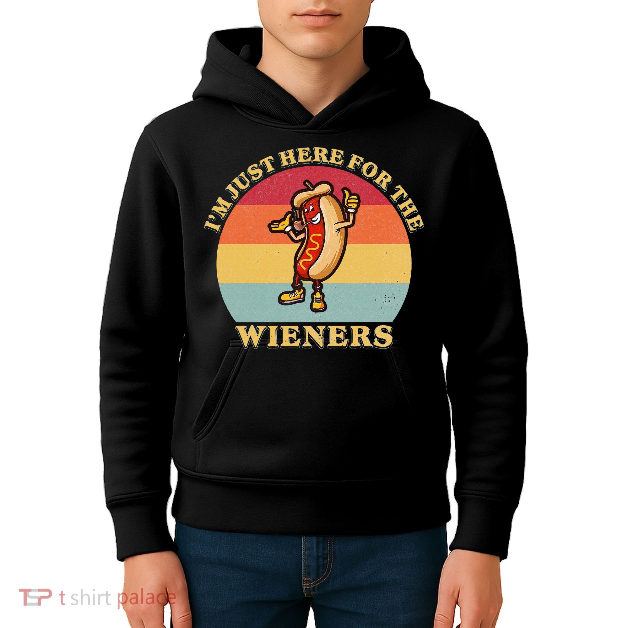 Im Just Here For The Weiners 4th Of July Kids Hoodie