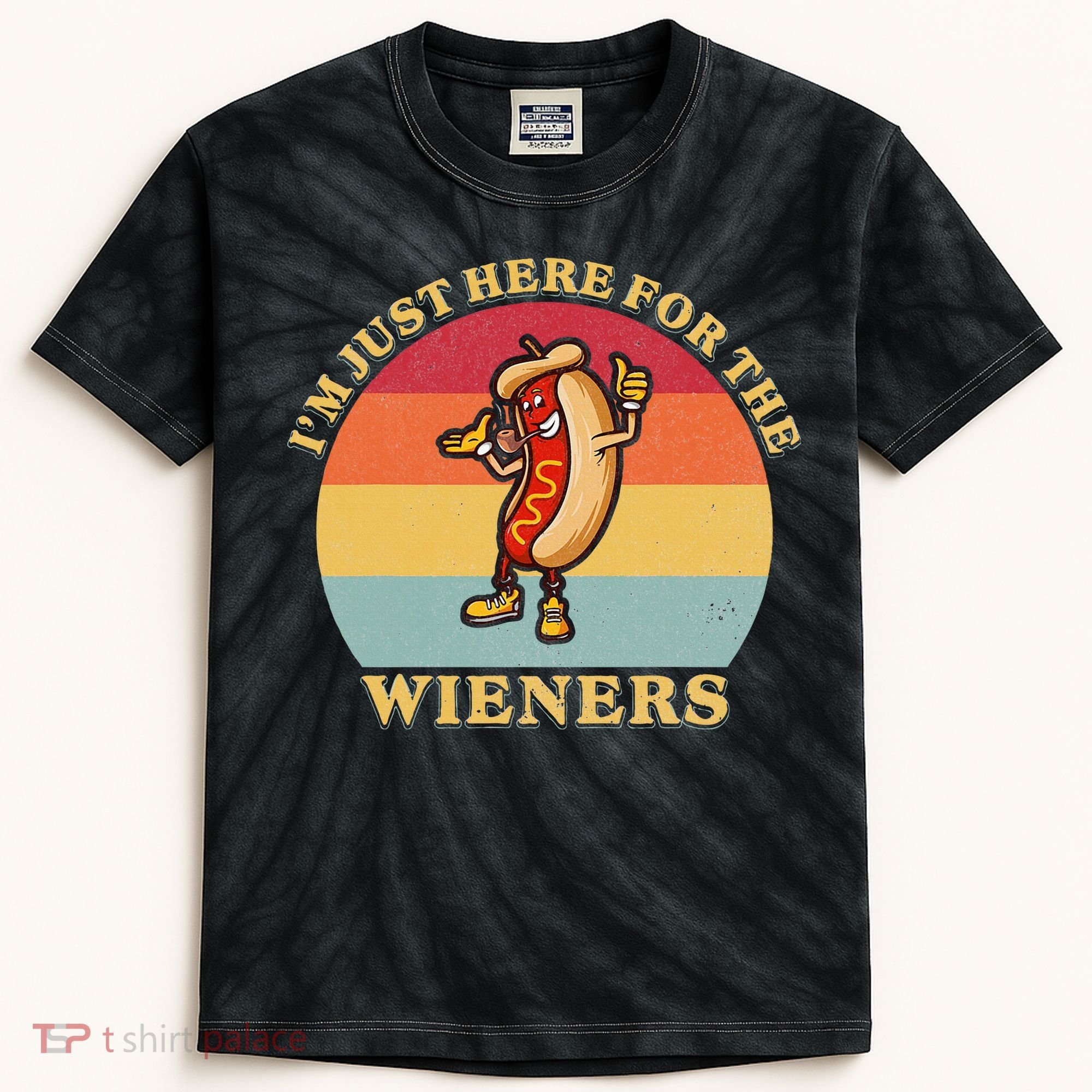 Im Just Here For The Weiners 4th Of July Kids Tie-Dye T-Shirt